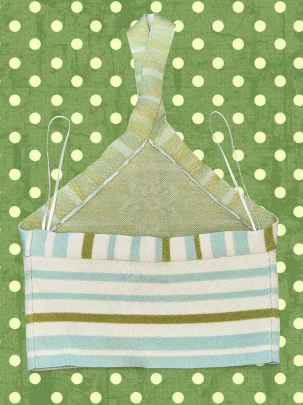 PacSun Striped Halter Crop Top in Light Blue & Olive